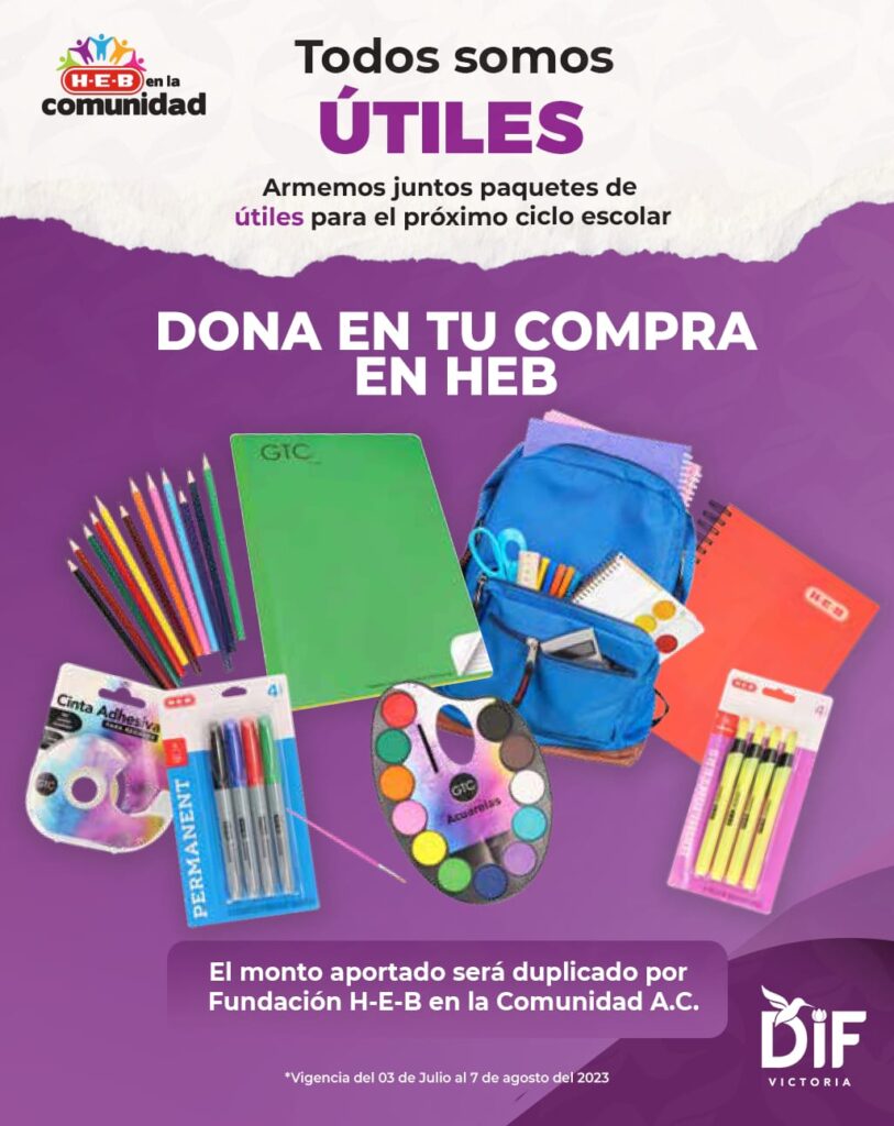 Se suma H-E-B a campaña de útiles escolares del DIF Victoria