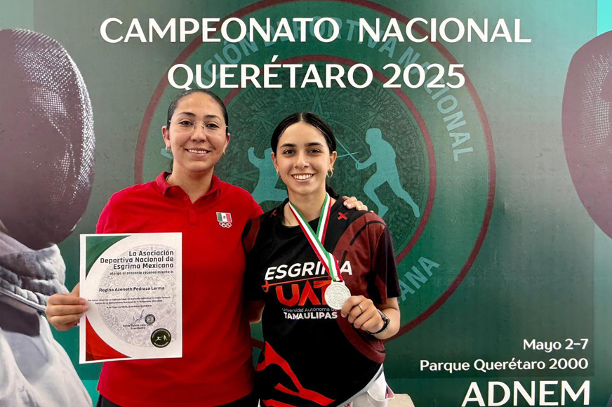 Regina Pedraza, orgullo de la UAT, brilla en el nacional de esgrima 2025