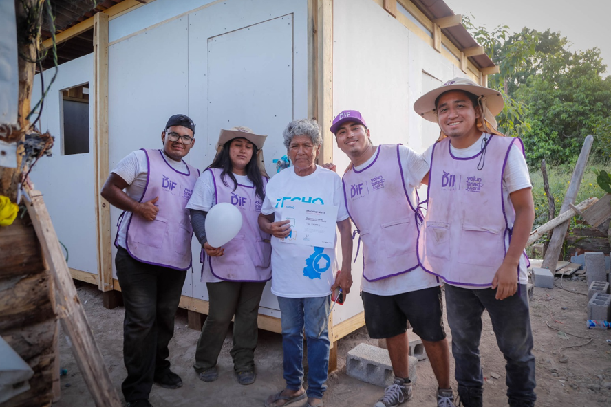 Continúan DIF Tamaulipas, INJUVE y TECHO construyendo vivienda progresiva para población vulnerable