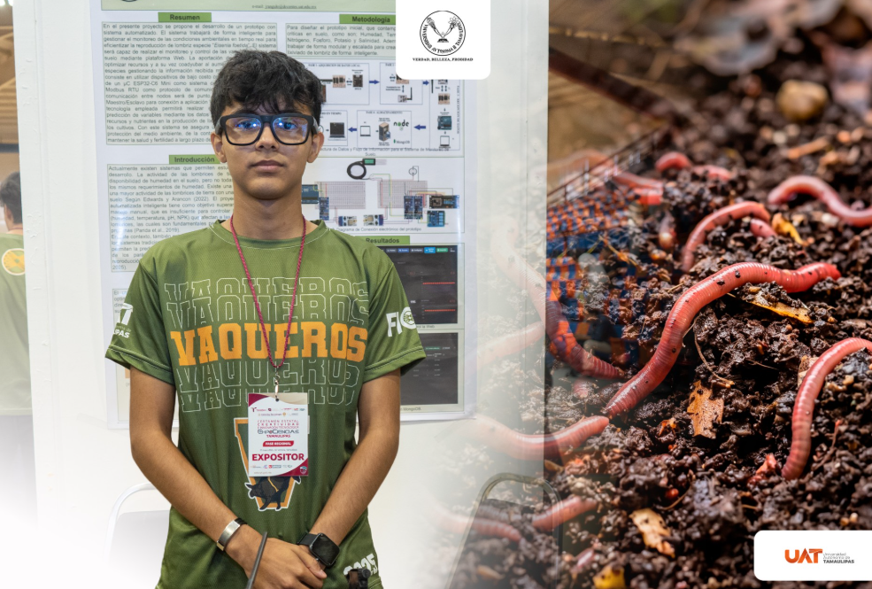 Estudiante de la UAT desarrolla prototipo con IA para optimizar la lombricultura a bajo costo