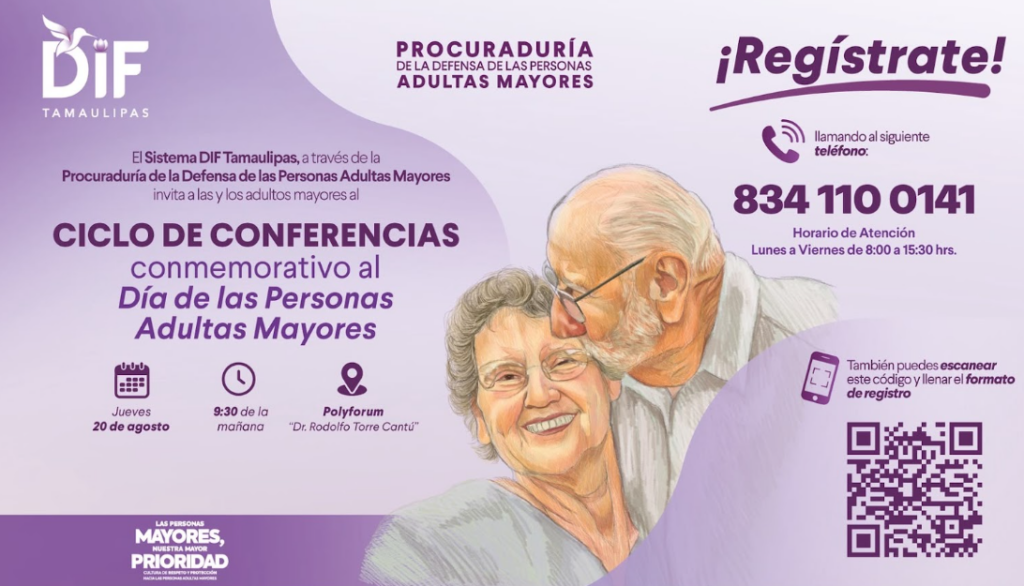 DIF Tamaulipas conmemora el Día Nacional de las Personas Adultas Mayores con ciclo de conferencias