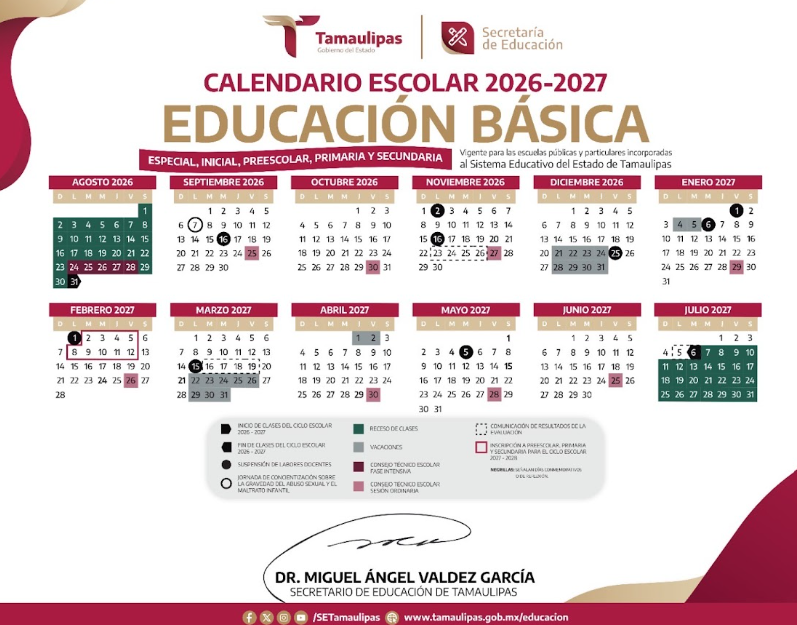 Cumplirá Tamaulipas con el calendario escolar de 185 días Cumplirá Tamaulipas con el calendario escolar de 185 días