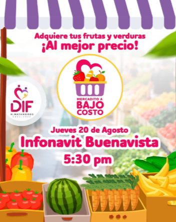 Lleva DIF Matamoros el “Mercadito a Bajo Costo” a la colonia Infonavit Buenavista
