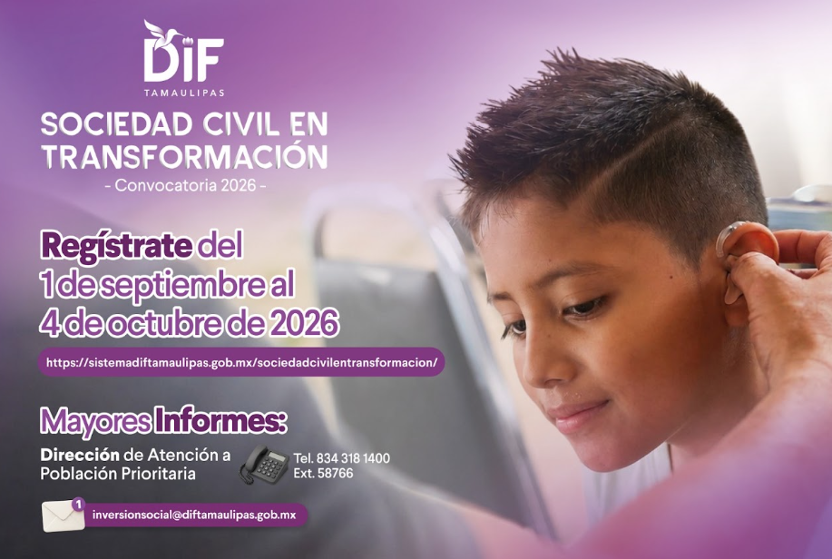 Presenta DIF Tamaulipas la convocatoria Sociedad Civil en Transformación 2026