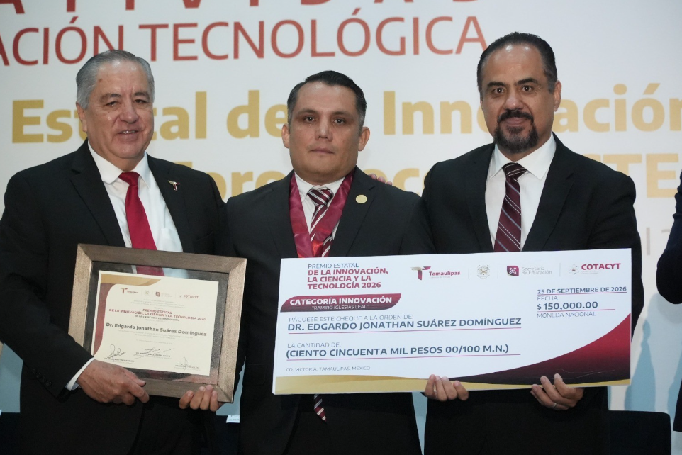 Entregan a investigador de la UAT el Premio Estatal de la Innovación 202